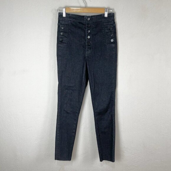 J Brand‎ Natasha Skinny Jeans Realm Dark Wash Button Fly Nautical Size 27 - Picture 2 of 14